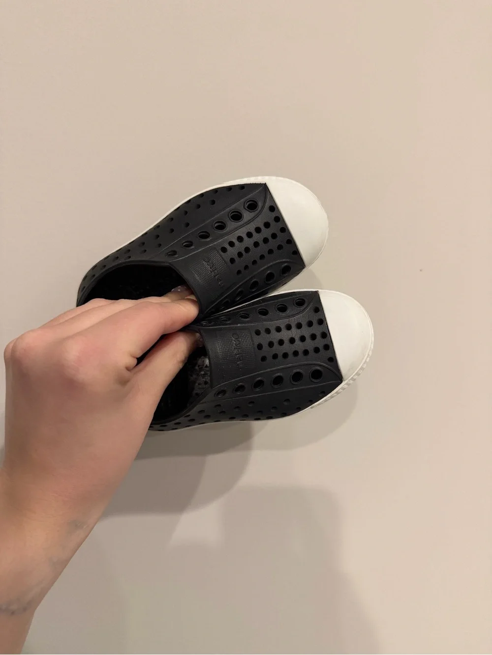 Native Kids Water Shoes Jefferson Slip-On - Black with White Toe